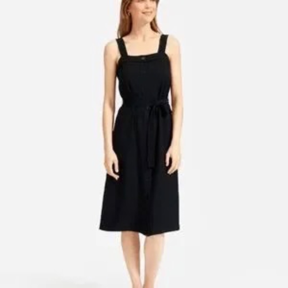 NWT Everlane The Japanese GoWeave Picnic MIDI  Dress Black Size 12-